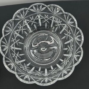 Cut Glass Scalloped Edge Decorative Bowl - Clear Crystal Look